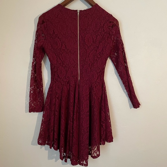 Altar’d State Maroon Lace Dress w/ Sleeves - Picture 2 of 5